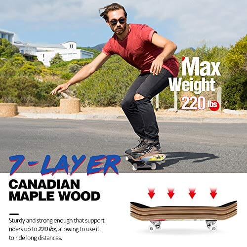 BELEEV Skateboards for Beginners, 31"x8" Complete Skateboard for Kids Teens & Adults, 7 Layer Canadian Maple Double Kick Deck Concave Cruiser Trick Skateboard with All-in-One Skate T-Tool (Graffiti) Sports BELEEV 