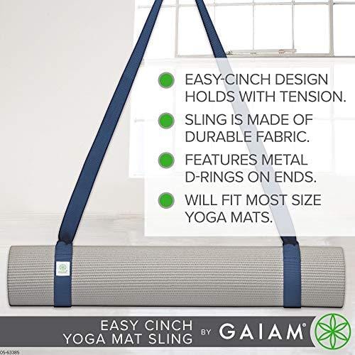 Gaiam Easy-Cinch Yoga Mat Sling, Navy, 1 Count Sports Gaiam 