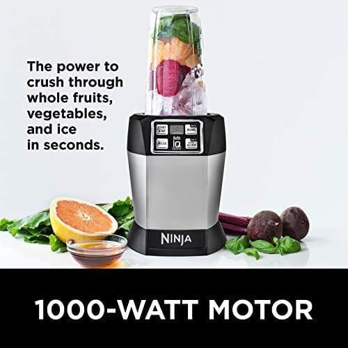 Ninja BL480 Nutri Ninja with 1000 Watt Auto-IQ Base for Juices, Shakes & Smoothies Personal Blender 18 and 24 Oz. Black/Silver Kitchen Ninja 