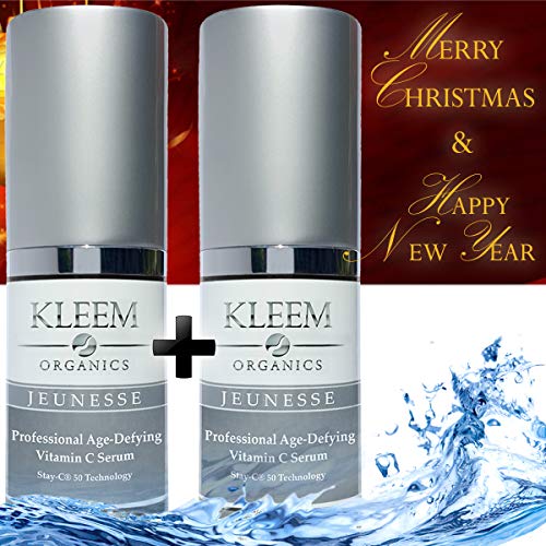 Anti Aging Serum Set of 2 Vitamin C Serum for Women and Men with Pure Organic Ingredients. Triple Anti Aging Facial Treatment: Wrinkle Reducer - Age Spot Remover – Collagen Booster Skin Care Kleem Organics 
