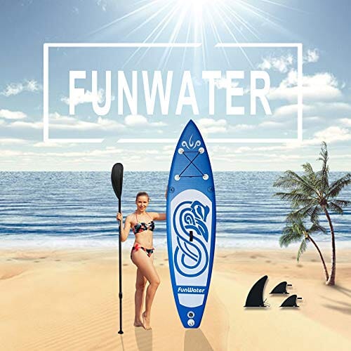 FunWater Inflatable 10'x31''x6'' Stand UP Paddle Board Ultra-Light (17.6lbs) Everything Included ISUP, Adj Paddle, Kayak Seat, Pump, SUP Backpack, Leash, Waterproof Bag, Non-slip Deckpad Youth & Adult Outdoors FunWater 