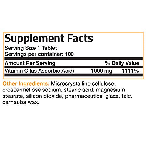 Bronson Vitamin C 1000 mg Premium Non-GMO Ascorbic Acid, 100 Tablets Supplement Bronson 