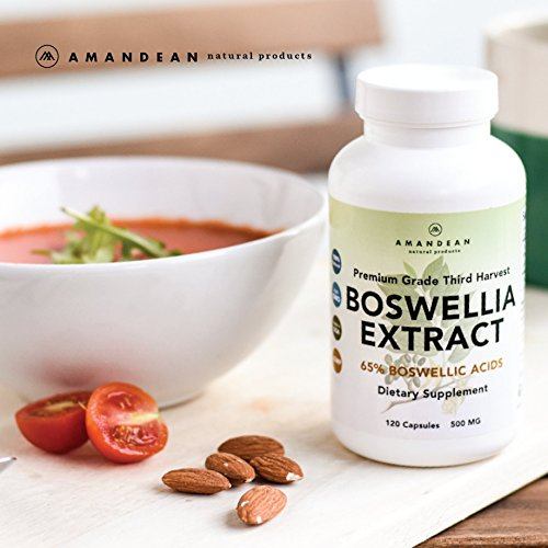Premium Boswellia Serrata Extract | 500mg 120 Veggie Capsules | Standardized 65% Boswellic Acids with AKBA | Natural Ayurvedic Supplement (Indian Frankincense) for Inflammation and Joint Pain Relief* Supplement AMANDEAN 