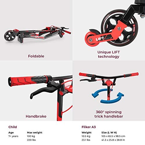 Yvolution Y Fliker Lift | Swing Wiggle Carving Scooter for Kids Age 7+ and Adults Outdoors Yvolution 