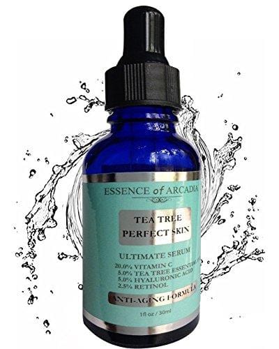 Tea Tree Perfect Skin Facial Serum, Ultimate Anti-Aging Formula for Acne-Prone Skin with 20% Vitamin C, Tea Tree Essential Oil, Retinol and Hyaluronic Acid for Clear, Soft, Radiant Skin. Skin Care Essence of Arcadia 