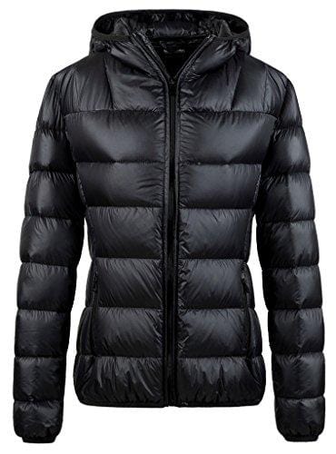 Wantdo Women's Lightweight Packable Down Jacket(Black, Medium) Ski Wantdo 