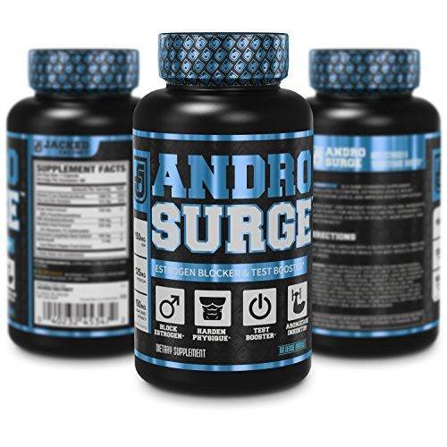 ANDROSURGE Estrogen Blocker for Men - Natural Anti-Estrogen, Testosterone Booster & Aromatase Inhibitor Supplement - Boost Muscle Growth & Fat Loss - DIM & 6 More Powerful Ingredients, 60 Veggie Pills Supplement Jacked Factory 