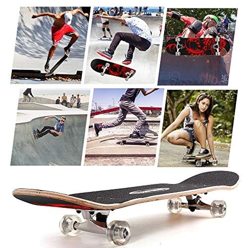 ChromeWheels 31 inch Skateboard Complete Longboard Double Kick Skate Board Cruiser 8 Layer Maple Deck for Extreme Sports and Outdoors Sports ChromeWheels 