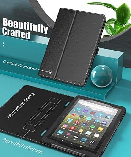 MoKo Case Compatible with All-New Kindle Fire HD 8 Tablet and Fire HD 8 Plus Tablet (10th Generation, 2020 Release),Slim Folding Stand Cover with Auto Wake/Sleep - Black Personal Computer MoKo 