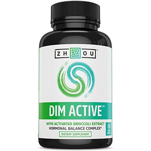 DIM Active™ DIM Supplement - Menopause and Estrogen Metabolism Supplement with 250mg DIM Plus Broccoli Seed Extract and Bioperine® - Hormone Balance Support for Women and Men - 60 Capsules Supplement Zhou Nutrition 