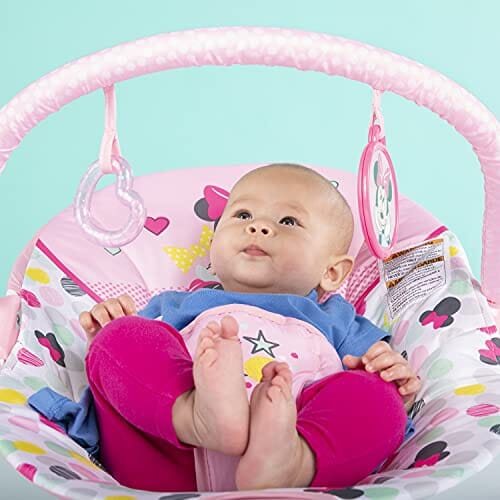 Bright Starts Disney Baby Minnie Mouse Vibrating Bouncer with bar- Spo ShopWell Bright Starts Disney Baby Minnie Mouse Vibrating Bouncer with bar- Spo ShopWell