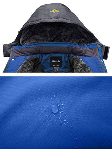 Wantdo Men's Waterproof Mountain Jacket Fleece Windproof Ski Jacket US S Sky Blue S Ski Wantdo 