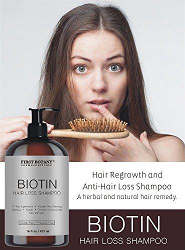 Hair Regrowth and Anti Hair Loss Shampoo 16 fl oz, with 14 DHT blockers- Daily Hydrating, Detoxifying, Volumizing Shampoo For Men and Women Hair Care First Botany Cosmeceuticals 