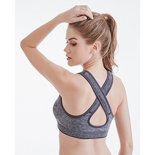 FITTIN Crossback Sports Bras Pack of 3 - Padded Seamless Med Support for Yoga Workout Fitness Removable Pads XL Activewear FITTIN 