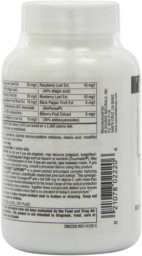 Source Naturals Pycnogenol Supreme 50mg Berry and Botanical Antioxidant Complex for a Broad Range of Free Radical Protection Packed with 500mg Added Vitamin C - 60 Tablets Supplement Source Naturals 