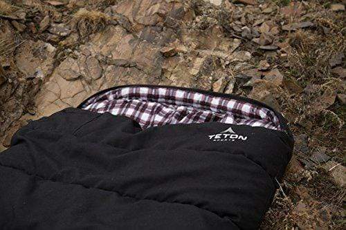 Teton Sports Outfitter XXL Sleeping Bag; Warm and Comfortable Sleeping Bag Great for Fishing, Hunting, and Camping; Great for When it’s Cold Outdoors; Storage Duffle Bag Included; Black, Right Zip Sleeping bag Teton Sports 