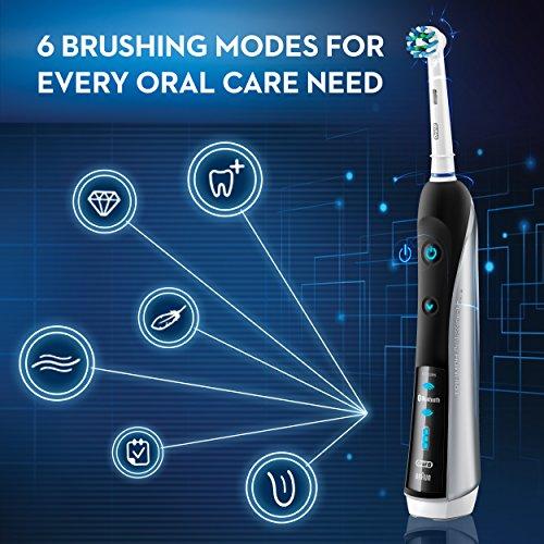 Oral-B 7000 SmartSeries Rechargeable Power Electric Toothbrush with 3 Replacement Brush Heads, Bluetooth Connectivity and Travel Case, Black, Powered Electric Toothbrush Oral B 