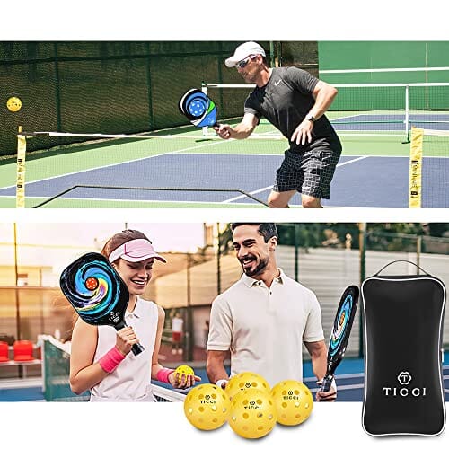 TICCI Pickleball Paddle USAPA Approved Set 2 Premium Graphite Craft Rackets Honeycomb Core 4 Balls Ultra Cushion Grip Portable Racquet Case Bag Gift Kit Men Women Indoor Outdoor Sports T TICCI 