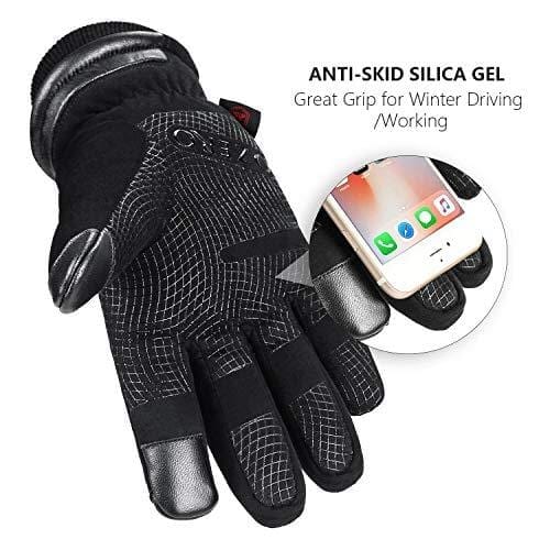 OZERO Winter Gloves for Men Waterproof and Touch Screen Fingers Insulated Cotton Warm in Cold Weather Black Large Outdoors OZERO 