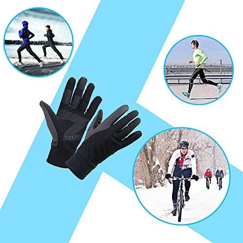 OZERO Driving Gloves for Men, Winter Warm Bike Glove for Smart Phone Texting with Non-Slip Silicone Gel - Thermal Cotton - Windproof and Waterproof for Running, Cycling - Black (X-Large) Outdoors OZERO 