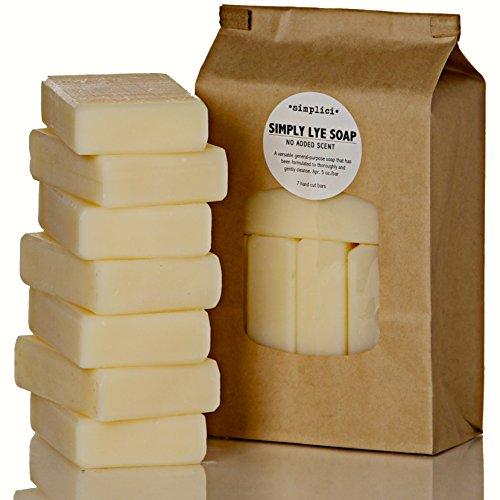 SIMPLICI Simply Lye Soap Value Bag (6 Bars) Bulk Pack. PALM OIL FREE. NO ADDED COLOR, SCENT OR TEXTURE. Made With Lard, Lye & 15% Coconut Oil. Natural Soap Simplici 