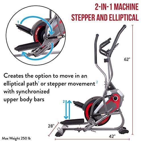 Body Power 2-in-1 Elliptical Stepper Trainer with Curve-Crank Technology Sports Body Power 