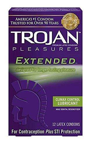 Trojan Pleasures Extended - Extend Your Pleasure With Just A Hint Of Numbing Agent 12pk Condom Trojan 