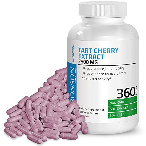 Bronson Tart Cherry Extract 2500 mg Premium Non-GMO Gluten Free Soy Free Formula Packed with Antioxidants and Flavonoids, 360 Vegetarian Capsules Supplement Bronson 