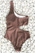 CUPSHE Women's Candy Rain One Shoulder One-Piece Swimsuit Bathing Suit (Medium (USA 8/10), Coffee) Women's Swimwear CUPSHE 