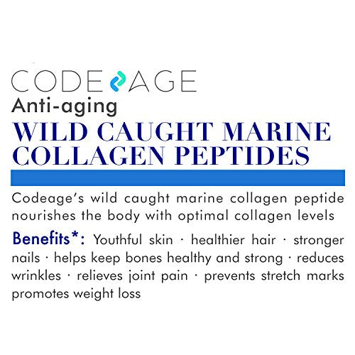 Premium Anti-Aging Marine Collagen Powder 16oz - 100% Wild-Caught Hydrolyzed Fish Collagen Peptides - Type 1 & 3 Collagen Protein Supplement - Paleo Friendly, Non-GMO, Gluten Free Supplement Code Age 