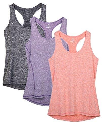 icyzone Workout Tank Tops for Women - Racerback Athletic Yoga Tops, Running Exercise Gym Shirts(Pack of 3)(M, Charcoal/Lavender/Peach) Apparel icyzone 