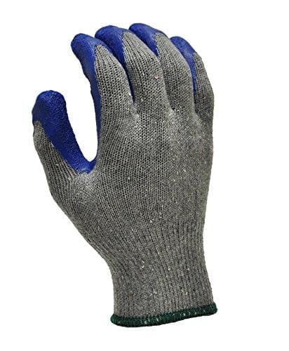 Rubber Latex Coated Work Gloves for Construction, Blue, Crinkle Pattern, 12  Pair