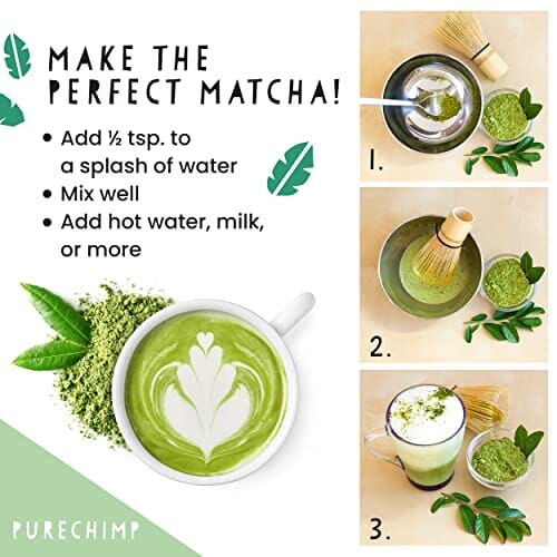 PureChimp Matcha Green Tea Powder - 1.75 Ounces (50g) of Ceremonial Grade Japanese Matcha for Baking, Lattes and Smoothies - Regular Grocery PureChimp 