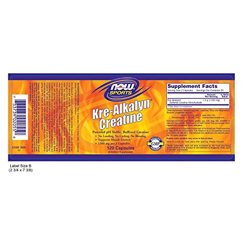 NOW Sports Kre-Alkalyn(R) Creatine 750 mg, 120 Capsules Supplement Now Sports 