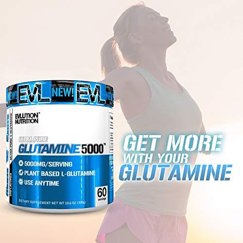 Evlution Nutrition Glutamine 5000 5 Grams of Pure Glutamine in Each Serving Unflavored Powder (60 Servings) Supplement Evlution 