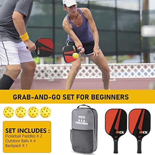 HEICK Pickleball Paddles Set of 2 for Beginners, USAPA Approved, Included 2 Picklebll Paddles, 4 Balls, 1 Carrying Bag ColorsFun G2 Sports HEICK 