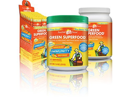 Amazing Grass Green Superfood Immunity Organic Powder with Wheat Grass and Greens, Flavor: Tangerine, 30 Servings Supplement Amazing Grass 
