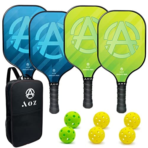 AOZINTL Pickleball Paddles Set of 4, Graphite Face Pickleball Paddles with Honeycomb Core and Premium Comfort Grip, Equipment with 6 Balls, Pickle-Ball Racquet with1 Portable Bag for Men and Women Sports AOZINTL 