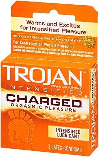 Trojan Charged Lubricated Condoms, 3 Count Condom Trojan 