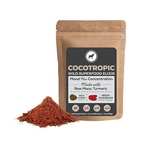 Cocotropic Raw Cacao with Reishi Mushroom, Chaga Extract, Raw Maca and Turmeric Supplement Wild Foods 