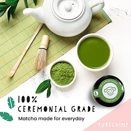 PureChimp Matcha Green Tea Powder - 1.75 Ounces (50g) of Ceremonial Grade Japanese Matcha for Baking, Lattes and Smoothies - Regular Grocery PureChimp 
