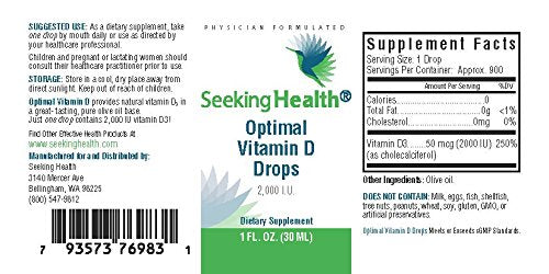 Optimal Vitamin D3 Liquid | 2,000 IU Per Drop | 900 Servings | High Potency | Physician Formulated | Seeking Health by Seeking Health Supplement Seeking Health 