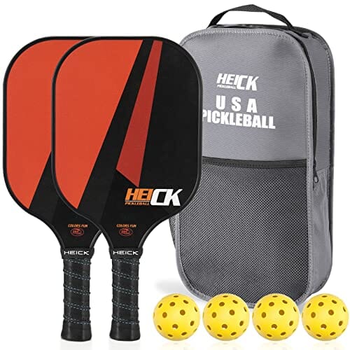 HEICK Pickleball Paddles Set of 2 for Beginners, USAPA Approved, Included 2 Picklebll Paddles, 4 Balls, 1 Carrying Bag ColorsFun G2 Sports HEICK 