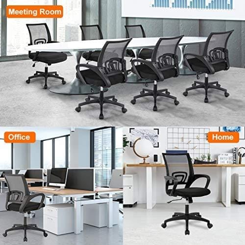 Home Office Chair Ergonomic Desk Chair Mesh Computer Chair with Lumbar Support Armrest Executive Rolling Swivel Adjustable Mid Back Task Chair for Women Adults, Black Furniture BestOffice 