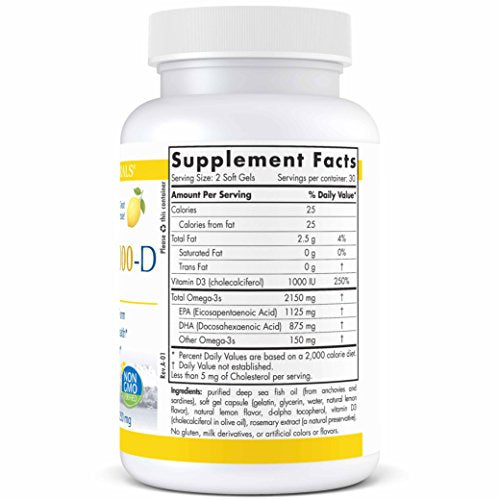 Nordic Naturals Proomega 2000-d - Fish Oil, 1125 Mg Epa, 875 Mg Dha, 1000 Iu Vitamin D3 Supplement Nordic Naturals 