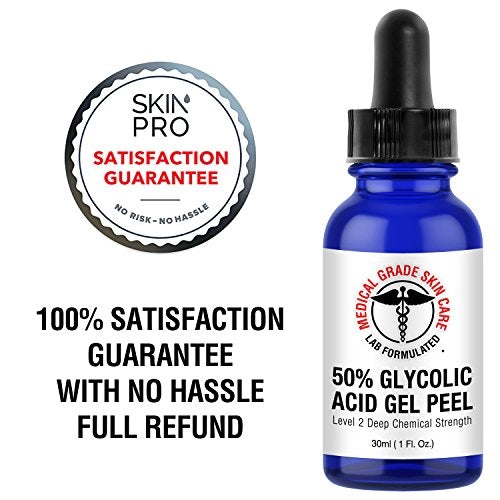 Medical Grade 50% Glycolic Acid Gel Peel | Level 2 Deep Chemical Strength Facial Treatment | Maximum Strength Glycolic Face Mask | Reduce Fine Lines & Wrinkles and Remove Dead Skin Cells Skin Care SkinPro 