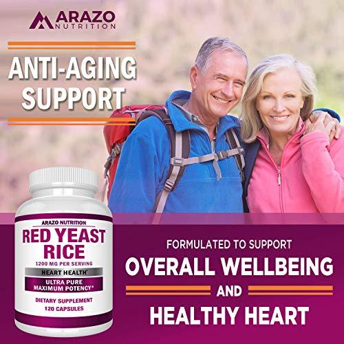 Red Yeast Rice Extract 1200 mg – CITRININ FREE Supplement – Vegetarian 120 Capsules - Arazo Nutrition Supplement Arazo Nutrition 