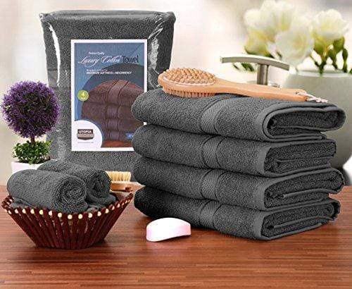 Utopia Towels Premium Bath Towel Set (Pack of 4, 27 x 54) 100% Ring-Spun Cotton Towels for Hotel and Spa, Maximum Softness and Highly Absorbent by (Grey) Towel Utopia Towels 