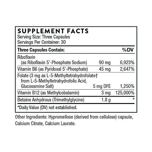 Thorne Research - Methyl-Guard Plus - Methylation Support Supplement with 5-MTHF (Folate) and Vitamins B2, B6, and B12 - 90 Capsules Supplement Thorne Research 