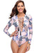 MarinaVida Women One Piece Long Sleeve Swimsuit Deep V Neck Bathing Suit Women's Swimwear MarinaVida 